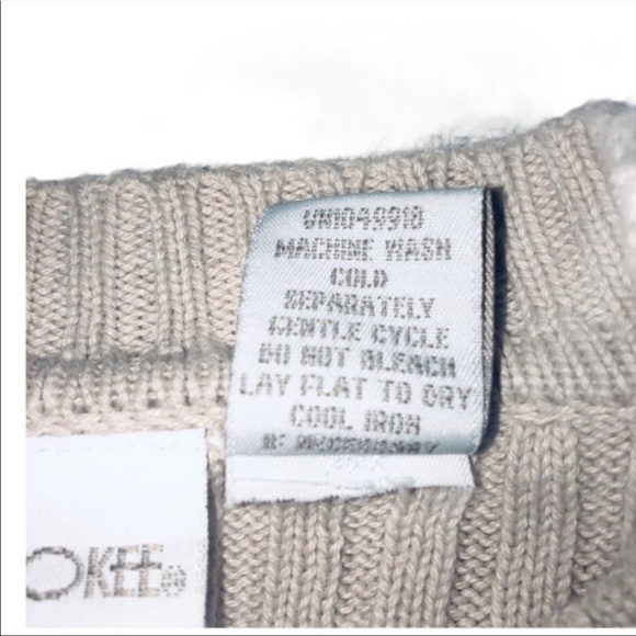 Cropped Cardigan Zip Up 100% Cotton Sweater Jacket Tan Vintage Y2K Flaws Small - Picture 5 of 14